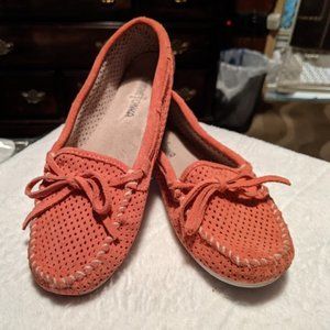 Minnetonka Coral Suede Perforated Moccasins